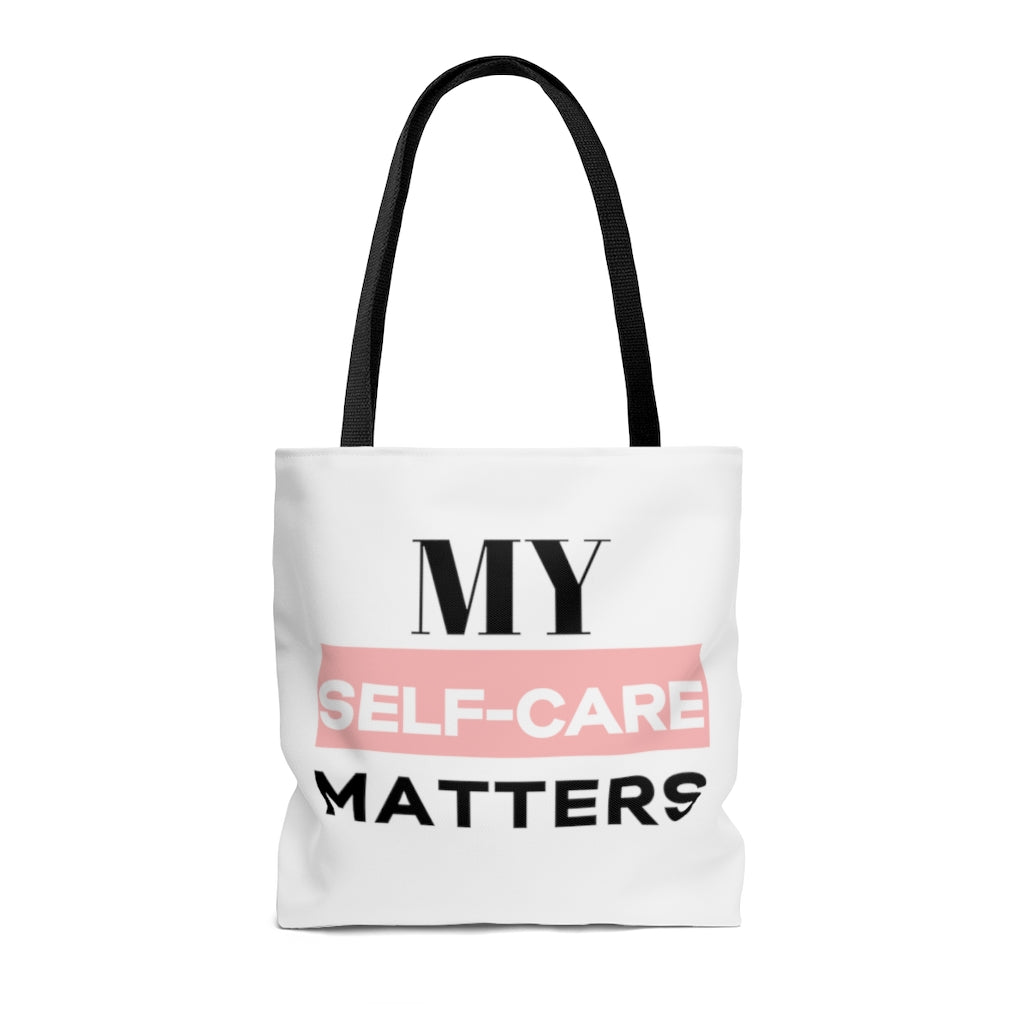 Self-Care Carrying Bag White, Black, & Pink #myselfcarematters